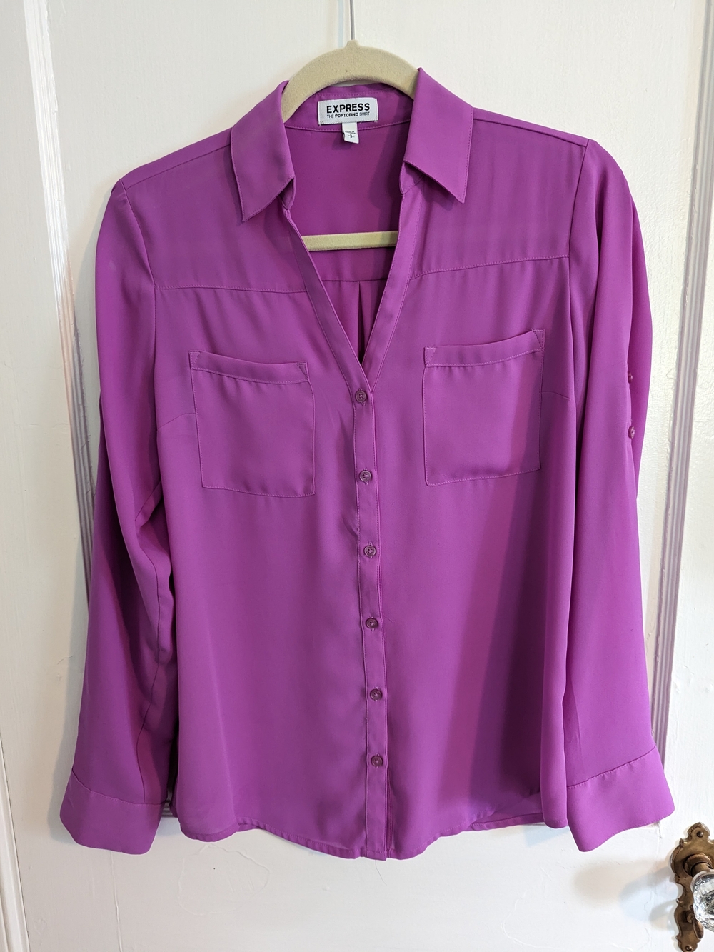 Express Portofino Magenta Button-Front Shirt